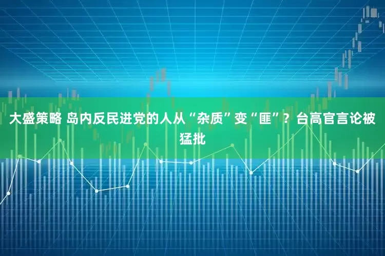 大盛策略 岛内反民进党的人从“杂质”变“匪”？台高官言论被猛批